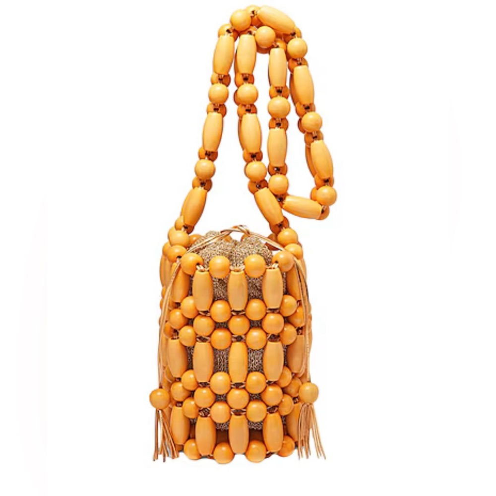 Vanina | Ocher Beaded Bucket Bag